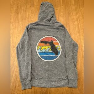 Gray Graphic Hoodie with Colorful Design